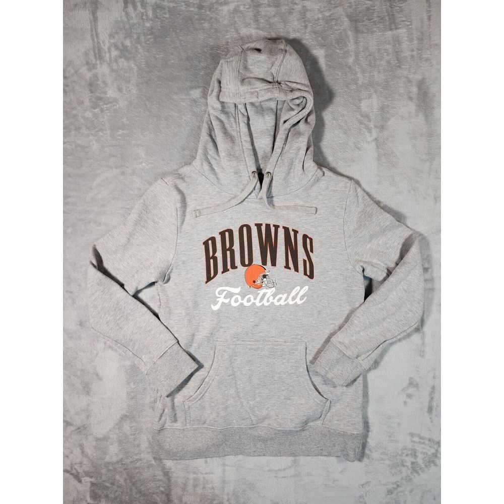 Cleveland Browns Hoodie Mens Medium Grey Football Sweatshirt Pullover Fanatics